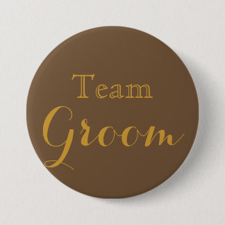 Macaron Rond 7,6 Cm Gold Mariage Team Groom