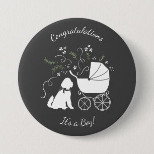 Macaron Rond 7,6 Cm Goldendoodle Chien Baby shower sans genre
