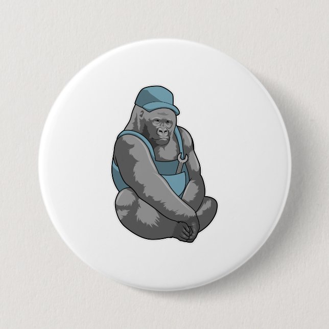 Macaron Rond 7,6 Cm Gorilla comme artisan avec clé (Devant)