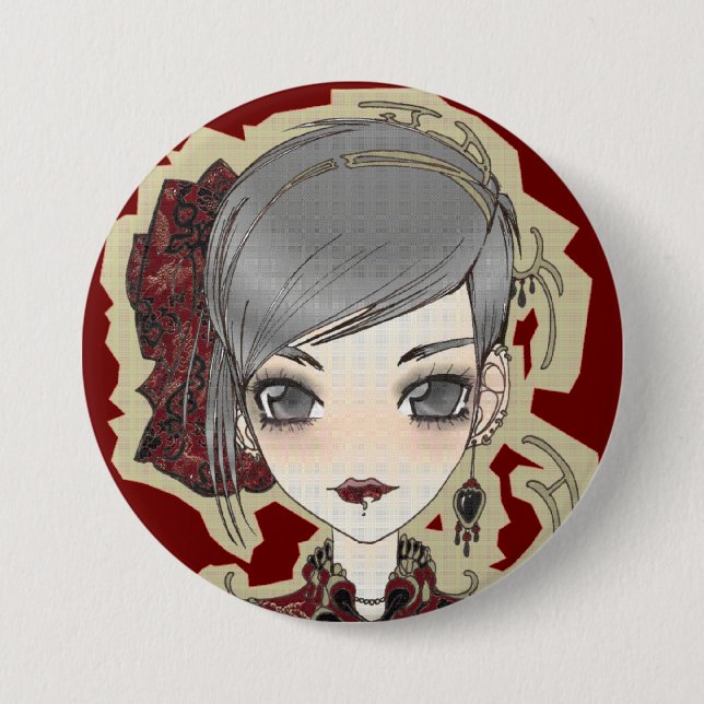 Macaron Rond 7,6 Cm Goupille de princesse Ren (Devant)