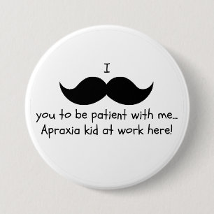 Macaron Rond 7,6 Cm Goupille d'humour de moustache d'apraxie