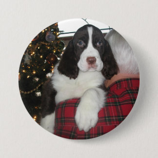 Macaron Rond 7,6 Cm Goupilles de Noël de springer spaniel