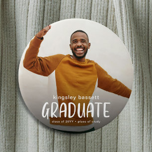 Macaron Rond 7,6 Cm GRADUATE moderne photo personnalisée Graduation