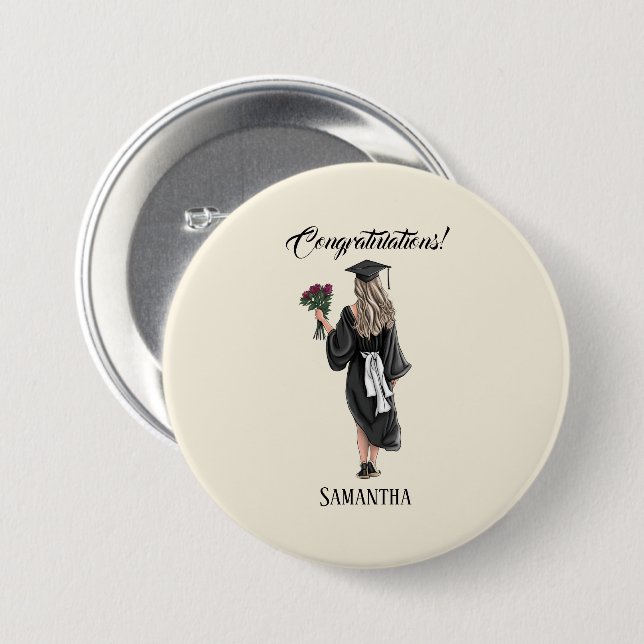 Macaron Rond 7,6 Cm Graduation de l'aquarelle personnalisée (3) (Devant & derrière)