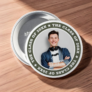 Macaron Rond 7,6 Cm Graduation La classe de 20XX Photo personnalisée m