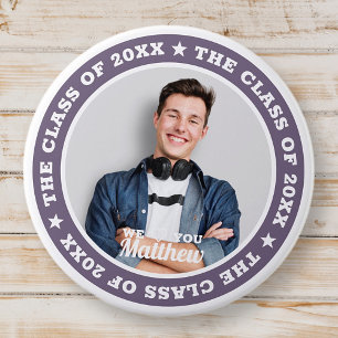 Macaron Rond 7,6 Cm Graduation The Class of 20XX Modern Custom Photo