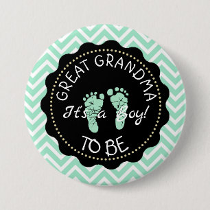 Macaron Rond 7,6 Cm Grand grand-mère à être Baby shower vert bouton