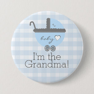 Macaron Rond 7,6 Cm Grand-maman bleue et grise de baby shower de