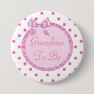 Macaron Rond 7,6 Cm Grand-maman rose à être Pin de baby shower