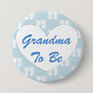 Macaron Rond 7,6 Cm Grand-mère à être Baby shower Bouton bleu