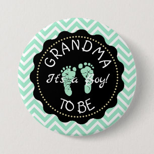 Macaron Rond 7,6 Cm Grand-mère à être Green Chevron Baby shower bouton