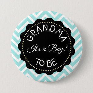Macaron Rond 7,6 Cm Grand-mère à être turquoise Baby shower Chevron