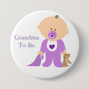Macaron Rond 7,6 Cm Grand-mère à être violet Bouton bébé