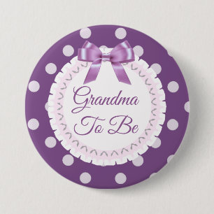 Macaron Rond 7,6 Cm Grand-mère doit être blanc violet Polka bouton poi
