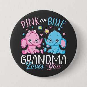 Macaron Rond 7,6 Cm Grand-Mère Rose Ou Bleu Vous Aime Elephant Baby Ro