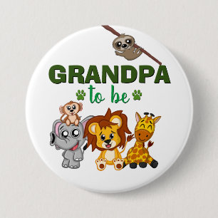 Macaron Rond 7,6 Cm Grand-père d'être Jungle Safari Zoo Animal Baby sh