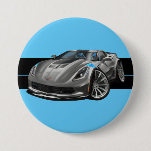 Macaron Rond 7,6 Cm Grand Sport Corvette Gray Limited Edition Graphiqu