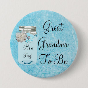 Macaron Rond 7,6 Cm Grande grand-maman à être bouton rustique bleu de