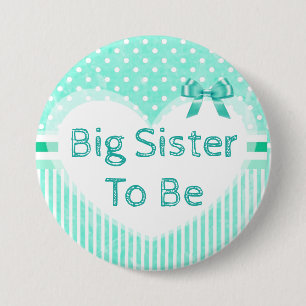 Macaron Rond 7,6 Cm Grande soeur à être bleu de bouton de baby shower