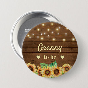 Macaron Rond 7,6 Cm Granny to be New Grand-Mère Sunflower Baby shower