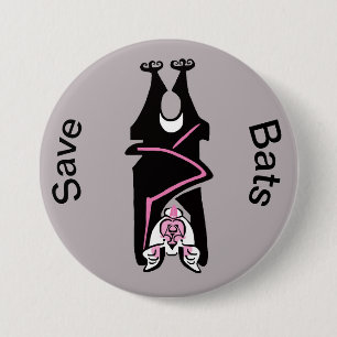 Macaron Rond 7,6 Cm Graphic Save BATS - Animaux en voie de disparition