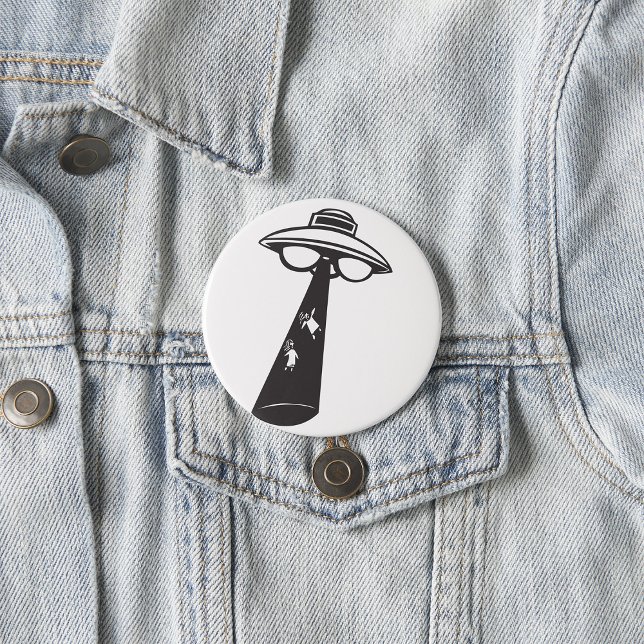 Macaron Rond 7,6 Cm Graphique d'enlèvement d'ovni rétro Alien Sci-Fi (Créateur téléchargé)