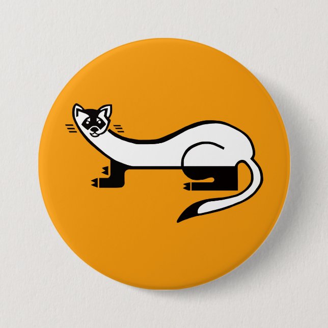 Macaron Rond 7,6 Cm Graphique - FERRET à pieds noirs - Nature -orange (Devant)