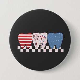 Macaron Rond 7,6 Cm Graphisme à trois dents 4 juillet