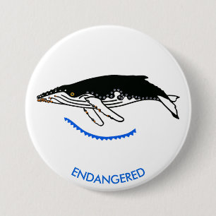 Macaron Rond 7,6 Cm Graphisme - Baleine à bosse - Faune - Nature-