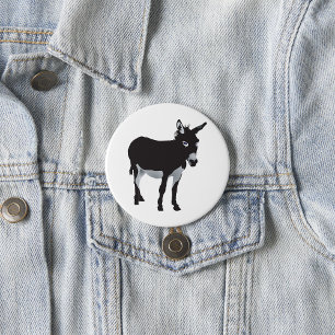 Macaron Rond 7,6 Cm Gras Donkey Silhouette ferme animal