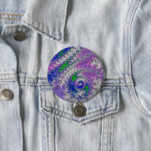 Macaron Rond 7,6 Cm Gras Vibrant coloré Funky Trippy Fractal Spiral