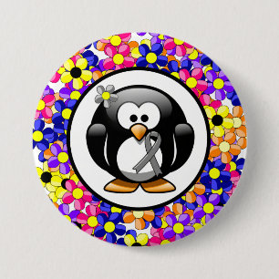 Macaron Rond 7,6 Cm Gray Sensibilisation Ruban Penguin