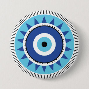 Macaron Rond 7,6 Cm Grec Mal Eye Bleu