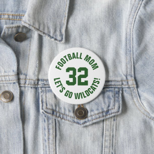 Macaron Rond 7,6 Cm Green and White Football Maman Numéro Jersey