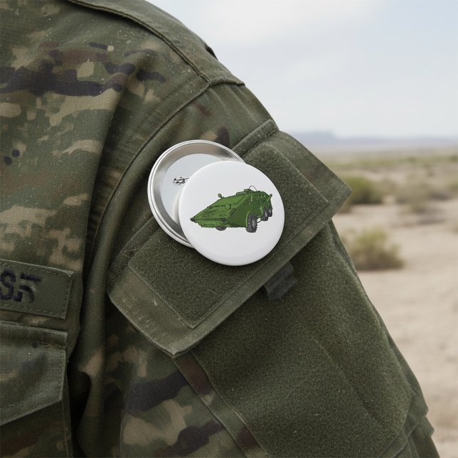 Macaron Rond 7,6 Cm Green Armoured Military Vehicle (Créateur téléchargé)