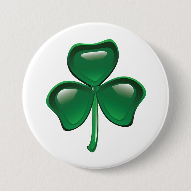 Macaron Rond 7,6 Cm Green Shamrock Three-Leaf Clover (Devant)