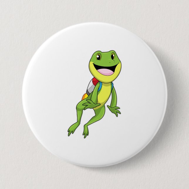 Macaron Rond 7,6 Cm Grenouille avec Jetpack (Devant)