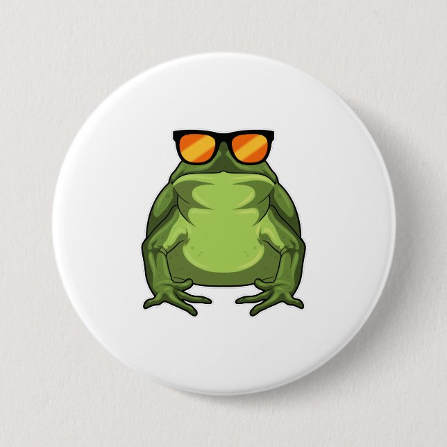 Macaron Rond 7,6 Cm Grenouille avec lunettes de soleil (Devant)