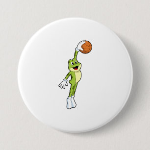 Macaron Rond 7,6 Cm Grenouille en tant que joueur de basket-ball avec