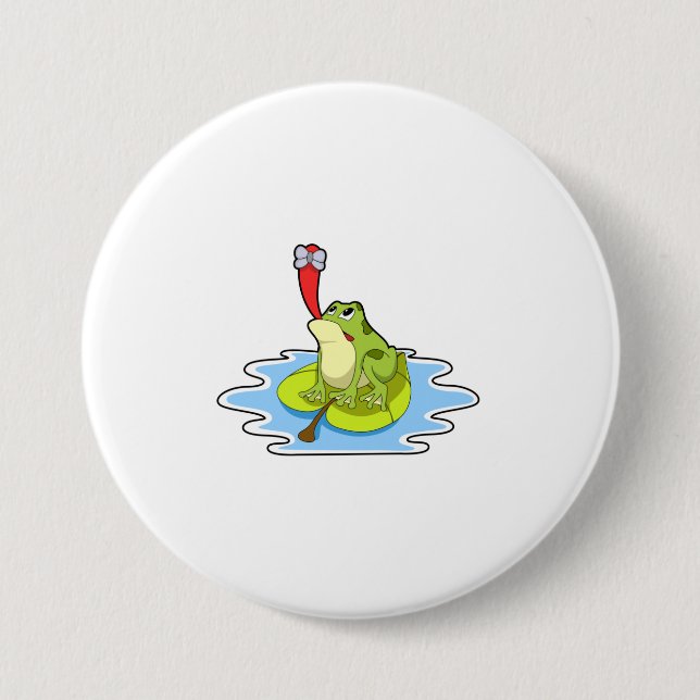 Macaron Rond 7,6 Cm Grenouille sur la feuille avec insecte (Devant)
