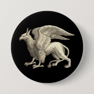 Macaron Rond 7,6 Cm Griffon médiéval de la Renaissance