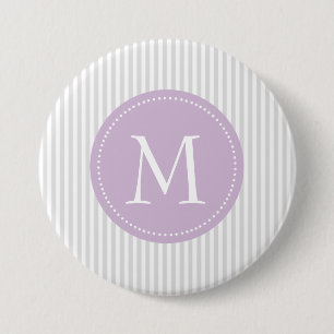Macaron Rond 7,6 Cm Gris et blanc barre le monogramme fait sur