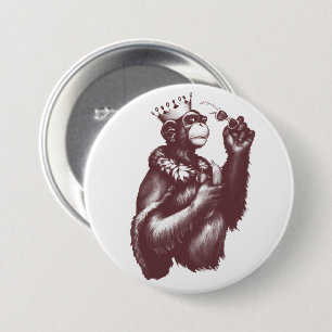 Macaron Rond 7,6 Cm Gros Chimpin' (Monochrome)