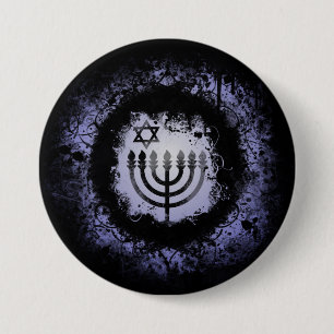 Macaron Rond 7,6 Cm Grunge Chanukah Menorah