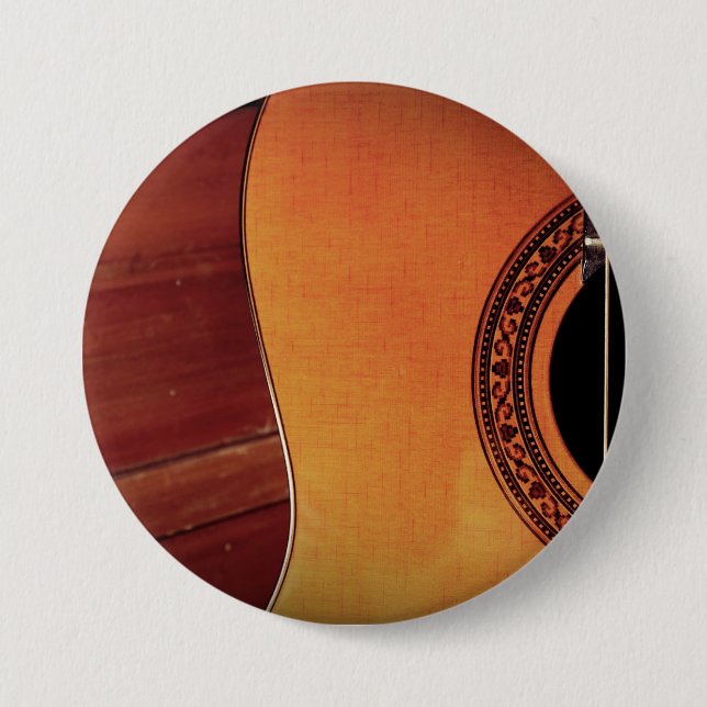 Macaron Rond 7,6 Cm Guitare acoustique (Devant)