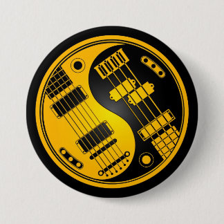 Macaron Rond 7,6 Cm Guitare et jaune et noir bas de Yin Yang