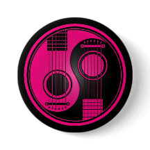 Guitares acoustiques Yin Yang de rose et de noir