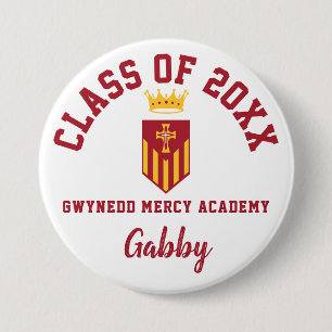 Macaron Rond 7,6 Cm Gwynedd Mercy Academy Bouton Logo Sports Personnal