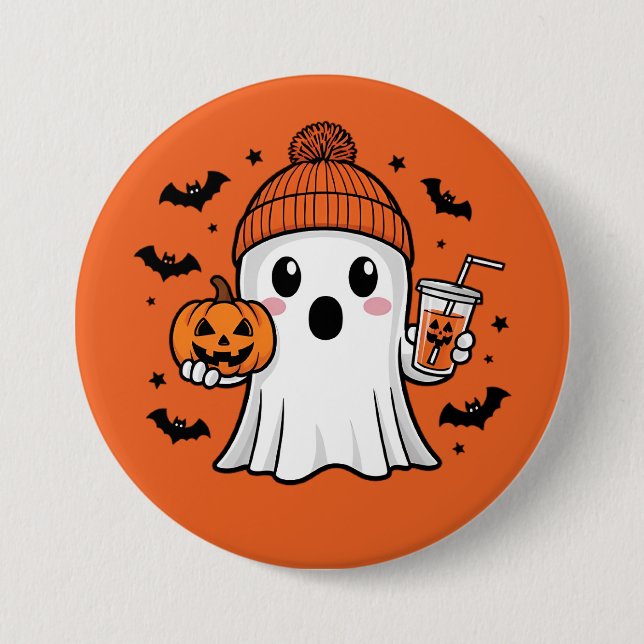 Macaron Rond 7,6 Cm Halloween fantôme mignon (Devant)