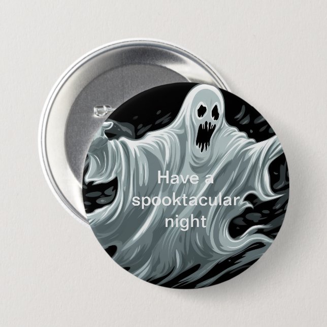 Macaron Rond 7,6 Cm Halloween Ghost Pin (Devant & derrière)